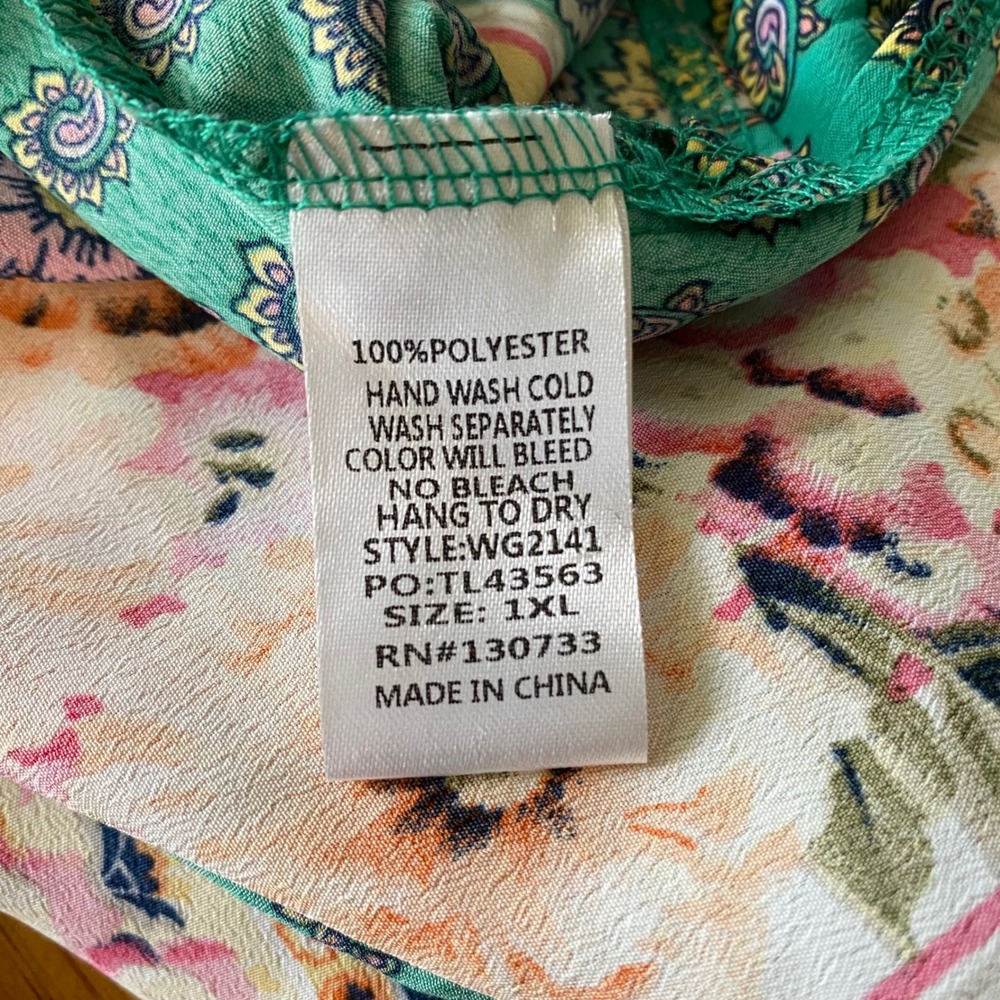 Umgee‎ Floral Paisley Kimono Cardigan Womens 1XL Green Pink Boho Festival Gypsy - Picture 10 of 10